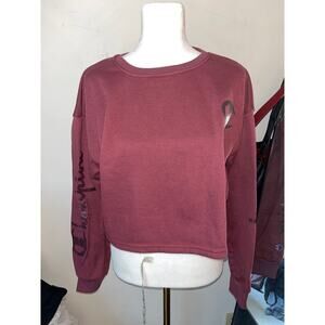 CHAMPION red cropped sweatshirt NWOT medium decals